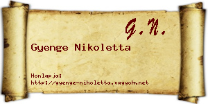 Gyenge Nikoletta névjegykártya